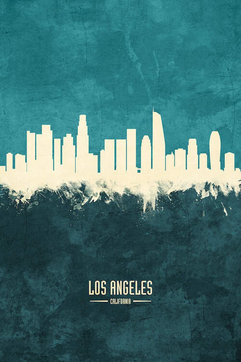 Los Angeles Art Print Los Angeles Skyline Downtown Los Etsy