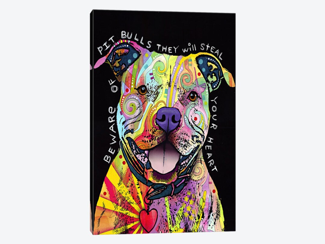 Pit Bull Art Print, Pit Bull Painting, Pit Bull Dog Art, Pit Bull