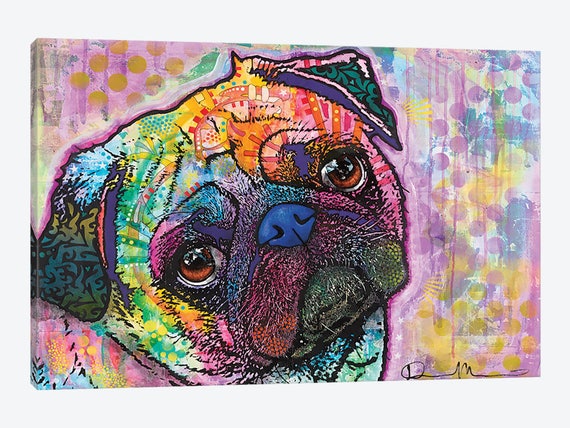PUG DOG CANVAS WALL ART PICTURE PRINT VARIETY OF SIZES FREE UK P/&P