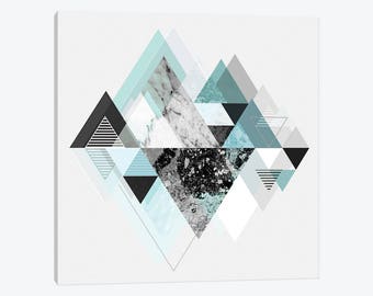 Geometric Shape Wall Art, Triangle Mountain Art, Minimalist Triangle, Overlapped Triangles Wall Canvas Print Abstract Home Office Decor Gift