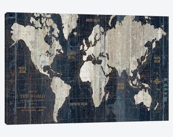 World Map Art Print, World Canvas Art, Vintage Rustic World Map Art, Retro Decor, Travel Destination Map of the World, Old style Modern Map