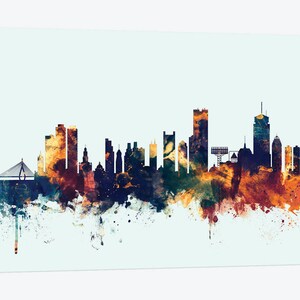 Boston Skyline Art Print Boston Watercolor Print Boston Cityscape Poster Illustration Boston Painting Home Decor Wall Art Gift No.227