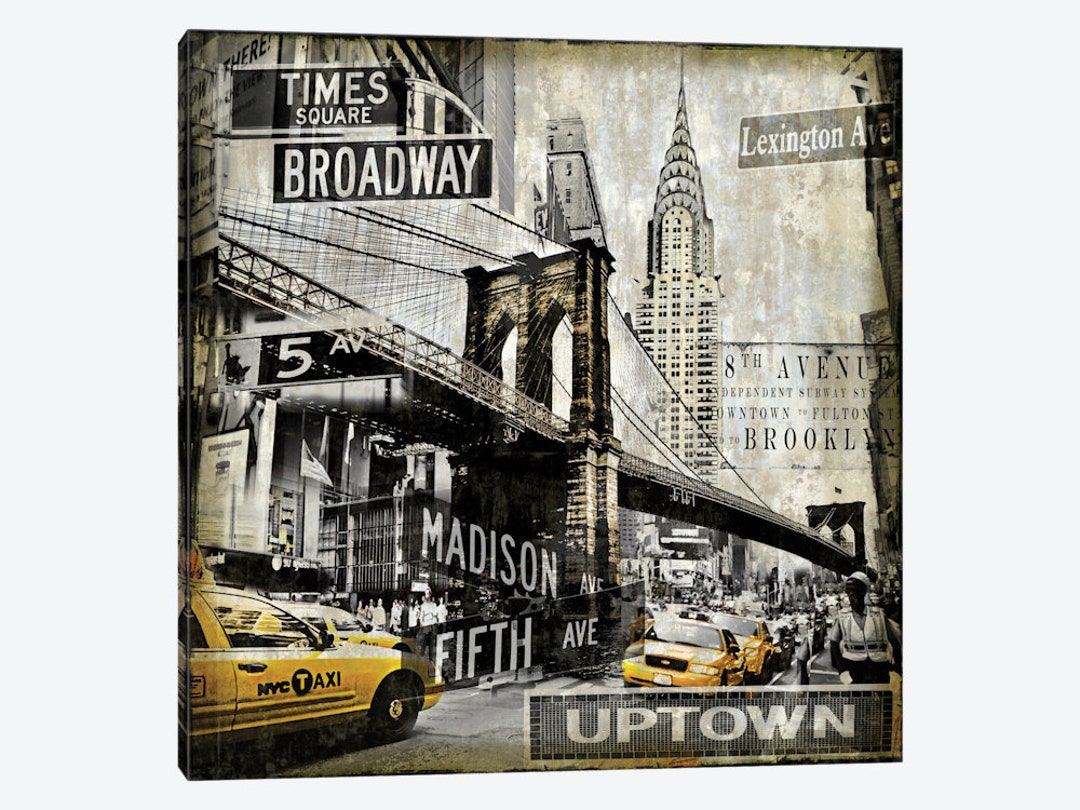 Vintage NYC Art Print, New York City Landmarks, Retro NYC Home Wall Art