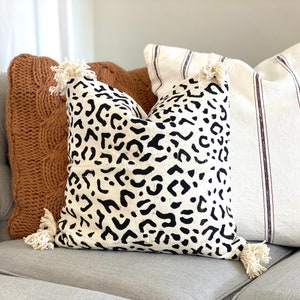 Leopard Mudcloth Tassle Pillow