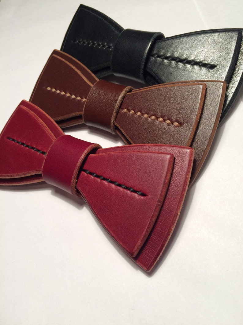 Fresh Formal Leather Bowtie / Christmas // father // Black // fathers // back to school // bow tie // gift // winter / homecoming image 2