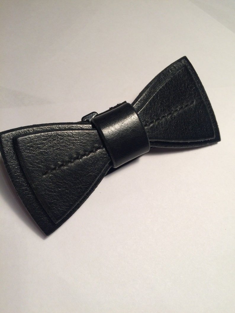 Fresh Formal Leather Bowtie / Christmas // father // Black // fathers // back to school // bow tie // gift // winter / homecoming image 3