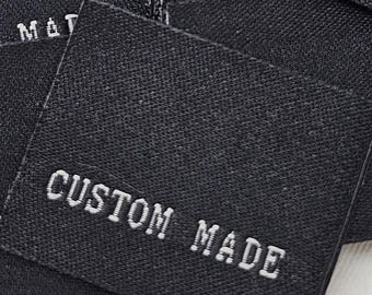 Etichette tessute personalizzate, nere, da cucire, etichette per abbigliamento, etichette per indumenti, etichette per progetti di cucito, tessuto Rubyjam, confezione da 10