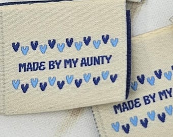 Etichette tessute, etichette per indumenti, etichette per indumenti, etichette per progetti di cucito, tessuto Rubyjam, confezione da 10, blu, da cucire