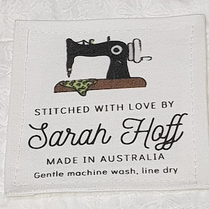 Custom Quilt Label, Personalised Quilt Label, Printed Quilt Label, Quilt Labels for Gifts, Organic Cotton, Sewing Design, Vintage Sewing