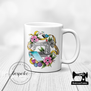 Vintage Sewing Machine, White Mug, Sewing Humour, Funny, Cup, Mug, Quilting, Craft, Gift Idea, Crafty, Sewist, Seamstress