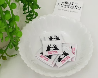 Handmade With Love - Josie Buttons - Novelty - Clothing - Labels - Woven - Sew in - Sewing - Clothing - Garment - Rubyjam Fabric