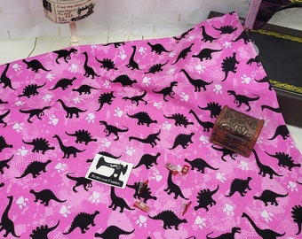 Pink, Dinosaurs, Camo, Dino, Dinosaur, Cotton Spandex, Custom Knit, Fabric, 4 way stretch, knit fabric, stretch fabric