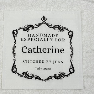Custom Quilt Label, Personalised Quilt Label, Printed Quilt Label, Quilt Labels for Gifts, Organic Cotton, Art Deco Design, Timeless Design