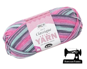 Birch Classique, 036113, 8 capi, Filato arcobaleno variegato, Filato acrilico, Crepuscolo rosa, 270 M, filato per lavorare a maglia, filato per uncinetto