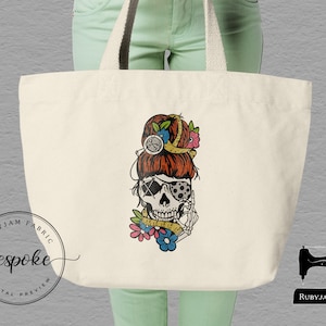 Sewing, Lady, Notions, Tote Bag, Canvas, Natural Colour, Craft Bag, Class Bag, Rubyjam Fabric, gift idea, craft, sew, sewing, crafter