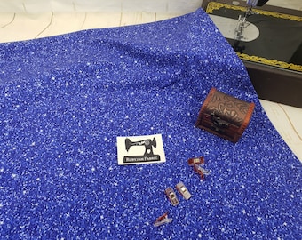 Tela con purpurina azul, tela con purpurina artificial, tejido de punto, algodón spandex, algodón elastano, tejido elástico, tejido de punto jersey, elástico en 4 direcciones