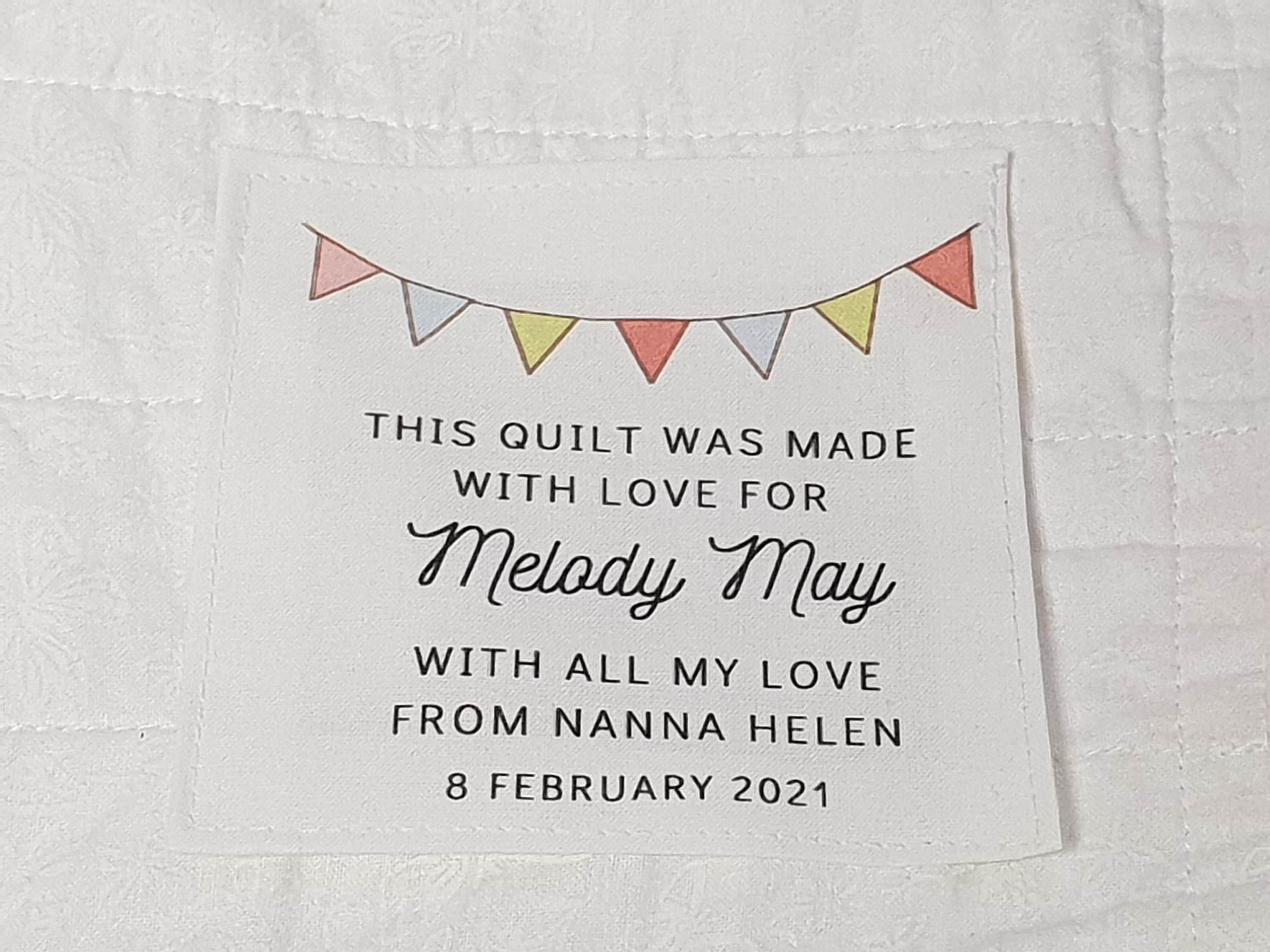 Custom Quilt Label, Personalised Quilt Label, Printed Quilt Label ...