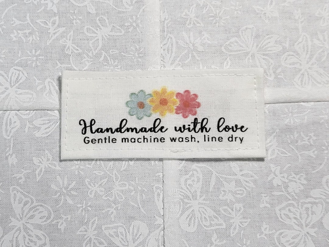 Handmade, With Love, Quilt, Label, Care Label, Flowers, Organic, Oeko