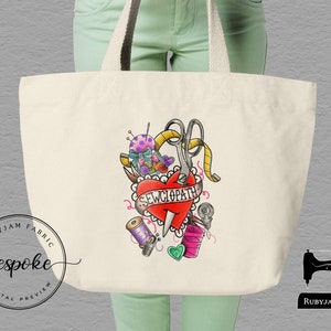 Sewciopath, Tote Bag, Canvas, Natural Colour, Craft Bag, Class Bag, Rubyjam Fabric, gift idea, craft, sew, sewing, crafter