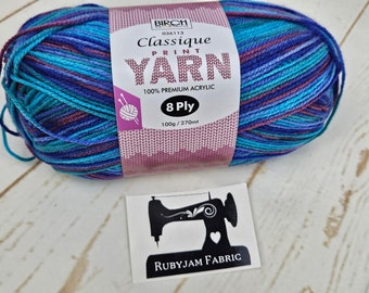 Birch Classique, 036113, 8 fädiges, buntes Regenbogen Garn, Acrylgarn, Capri Breeze, 270M, Garn zum Stricken, Garn zum Häkeln, Rubyjam