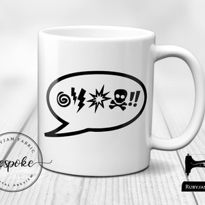 Grawlix, Cussing, Swearing, White Mug, Humour, Funny, Cup, Mug, Gift Idea, Christmas Gift Idea, Secret Santa Gift, Great gift idea image 1