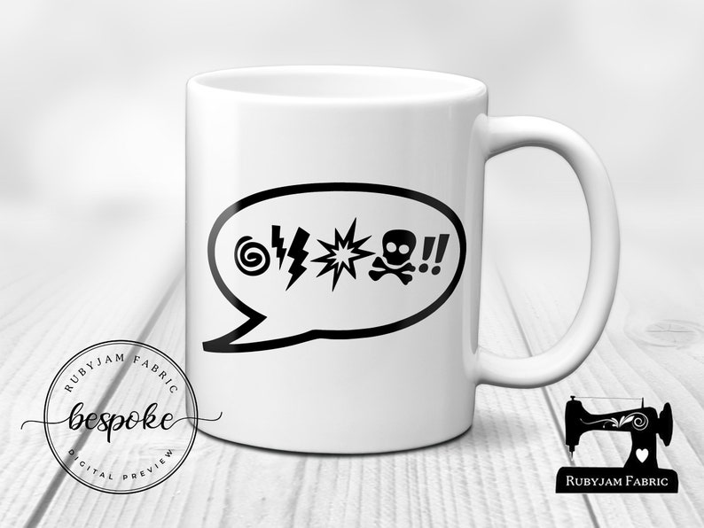 Grawlix, Cussing, Swearing, White Mug, Humour, Funny, Cup, Mug, Gift Idea, Christmas Gift Idea, Secret Santa Gift, Great gift idea image 1