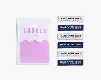 Made with love - swear words - Kylie and the Machine - Novelty - Clothing - Labels - Woven - Sewing - Clothing - Garment - Rubyjam Fabric