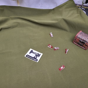 Khaki, Jersey Knit Fabric, Cotton Spandex, Cotton Elastane, Stretch Knit Fabric, 4 Way Stretch, Oeko-Tex Certified, Solid Colour Fabric