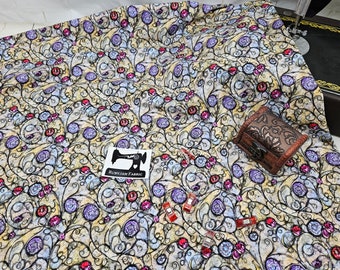 Stained Glass, Jewels, Floral Fabric, Cotton Elastane, Cotton Spandex, Fabric, knit fabric, stretch fabric, stretch knit, Oeko-Tex