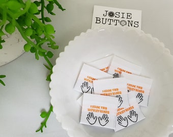 Made with my hands - Josie Buttons - Novelty - Clothing - Labels - Woven - Sew in - Sewing - Clothing - Garment - Rubyjam Fabric