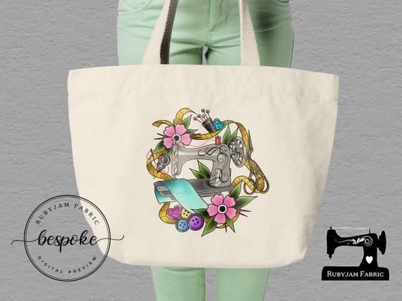 Vintage, Máquina de coser, Tote Bag, Lienzo, Color natural, Bolso