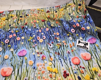 Tessuto con fiori di campo, floreale, fiori, tessuto, cotone spandex, cotone elastan, tessuto elasticizzato in maglia, tessuto elasticizzato, maglia jersey, tessuto in maglia