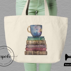 Tea, Spellbooks, Tote Bag, Canvas, Natural Colour, Craft Bag, Class Bag, Rubyjam Fabric, gift idea, craft, sew, sewing, crafter