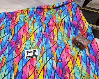 Stained Glass, Rainbow Fabric, Bright Fabric, Cotton Elastane, Cotton Spandex, Fabric, knit fabric, stretch fabric, stretch knit, Oeko-Tex