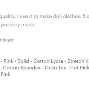 May include: A close-up of a bright pink fabric. The fabric is smooth and has a slight sheen. The text "Fuchsia - Pink - Solid - Cotton Lycra - Stretch Knit - 4 Way Stretch - Cotton Spandex - Oeko-Tex - Hot Pink Fabric - Fuchsia Pink" is visible in the image.