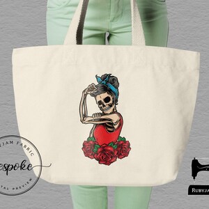 We Can Do It, Tote Bag, Canvas, Natural Colour, Craft Bag, Class Bag, Rubyjam Fabric, gift idea, craft, sew, sewing, crafter