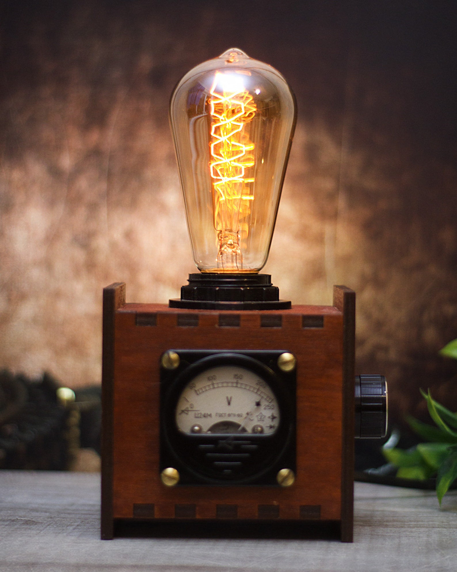 Personalized meter Edison lamp. Voltmeter lamp with Edison Etsy