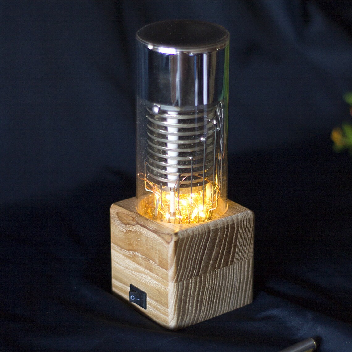 Personalized vacuum tube night light. Eco ash tree LED Etsy