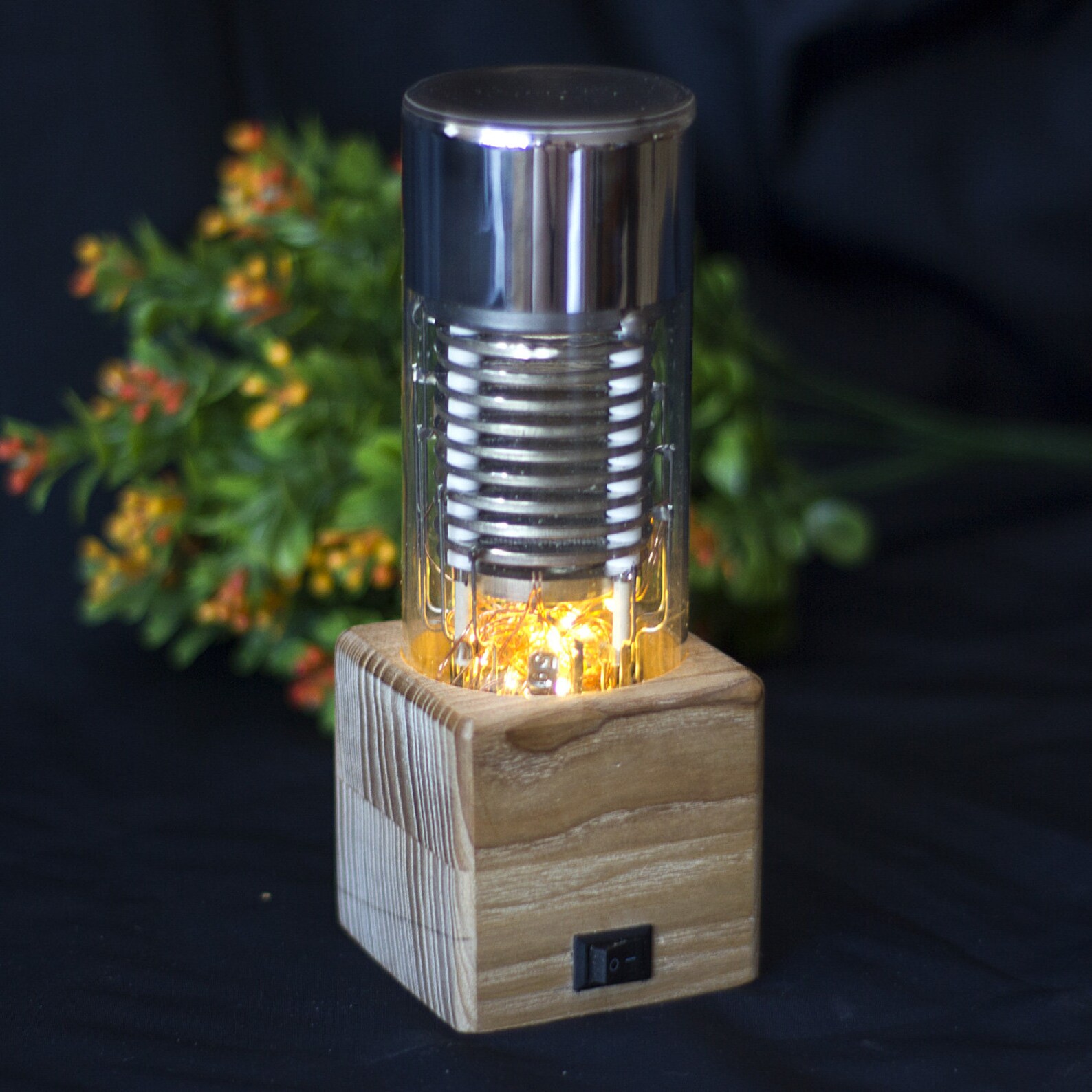 Personalized vacuum tube night light. Eco ash tree LED Etsy