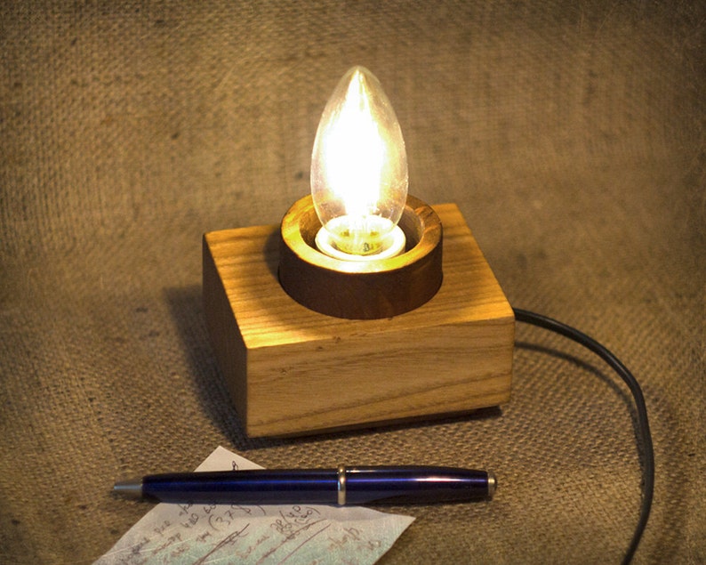 candle style lamp Edison lamp made from natural ash