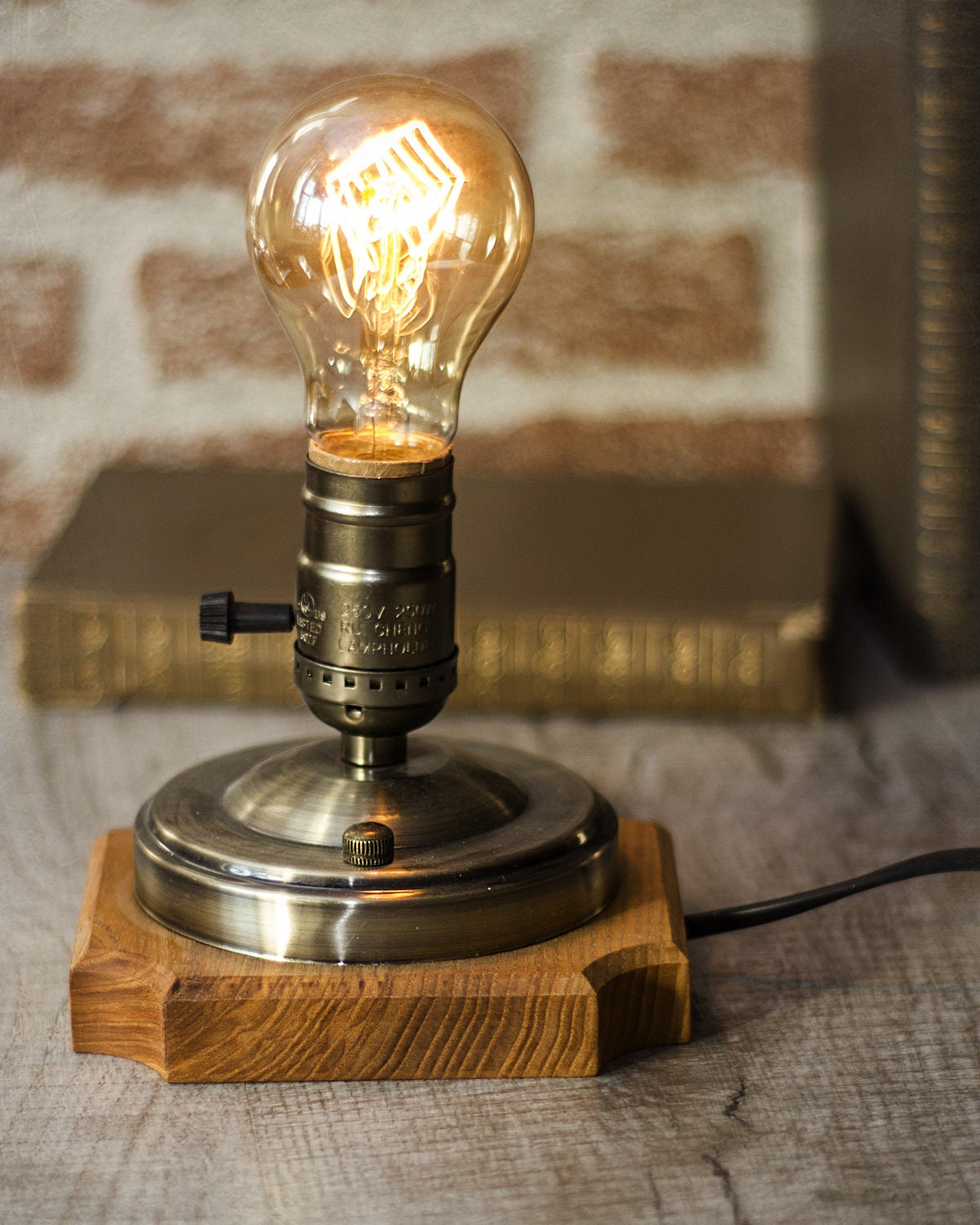 Bedside Edison Lamp. Farmhouse Rustic Style. Housewarming Etsy