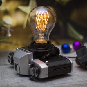 Camera Lamp: KIEV-19, Edison Bulb, Mid-Century Style