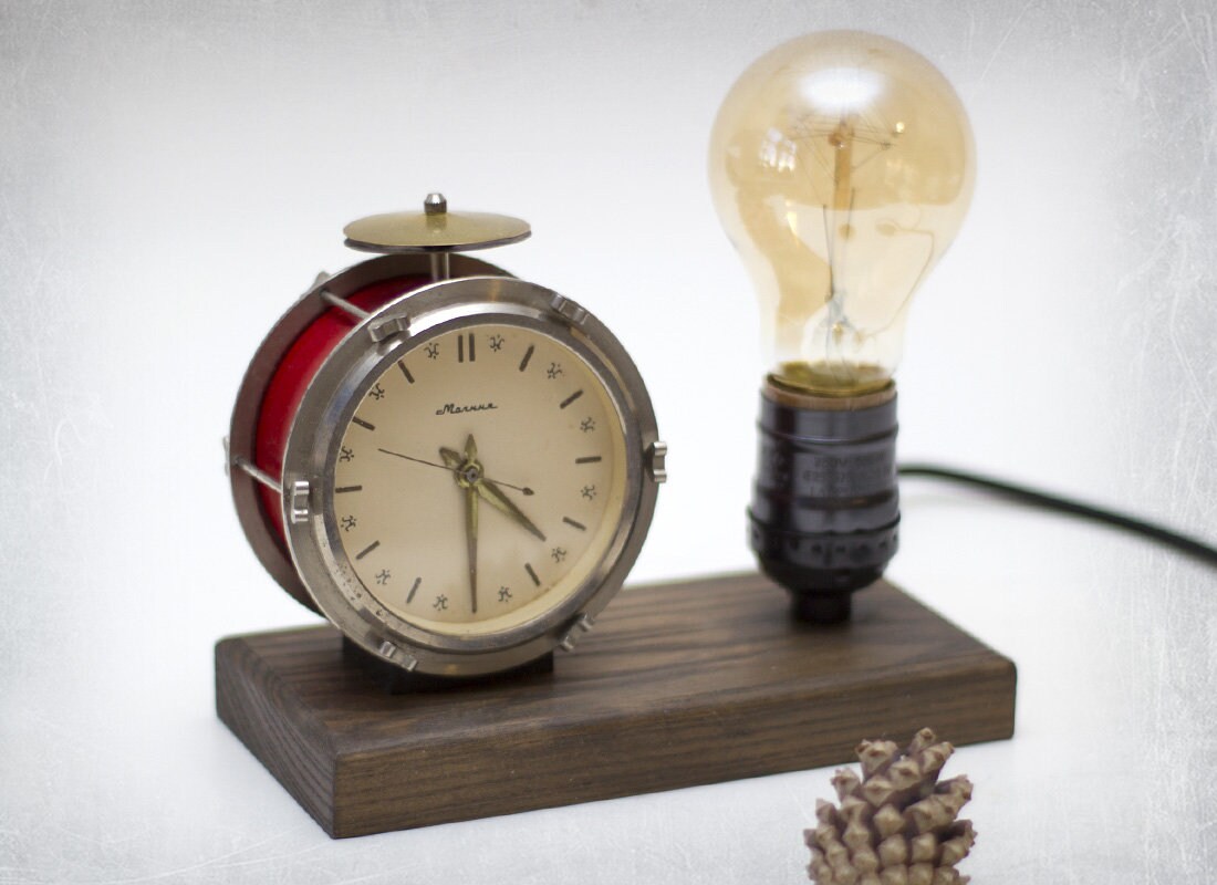 Old clock Edison lamp. Loft lamp Great Father's Day Etsy