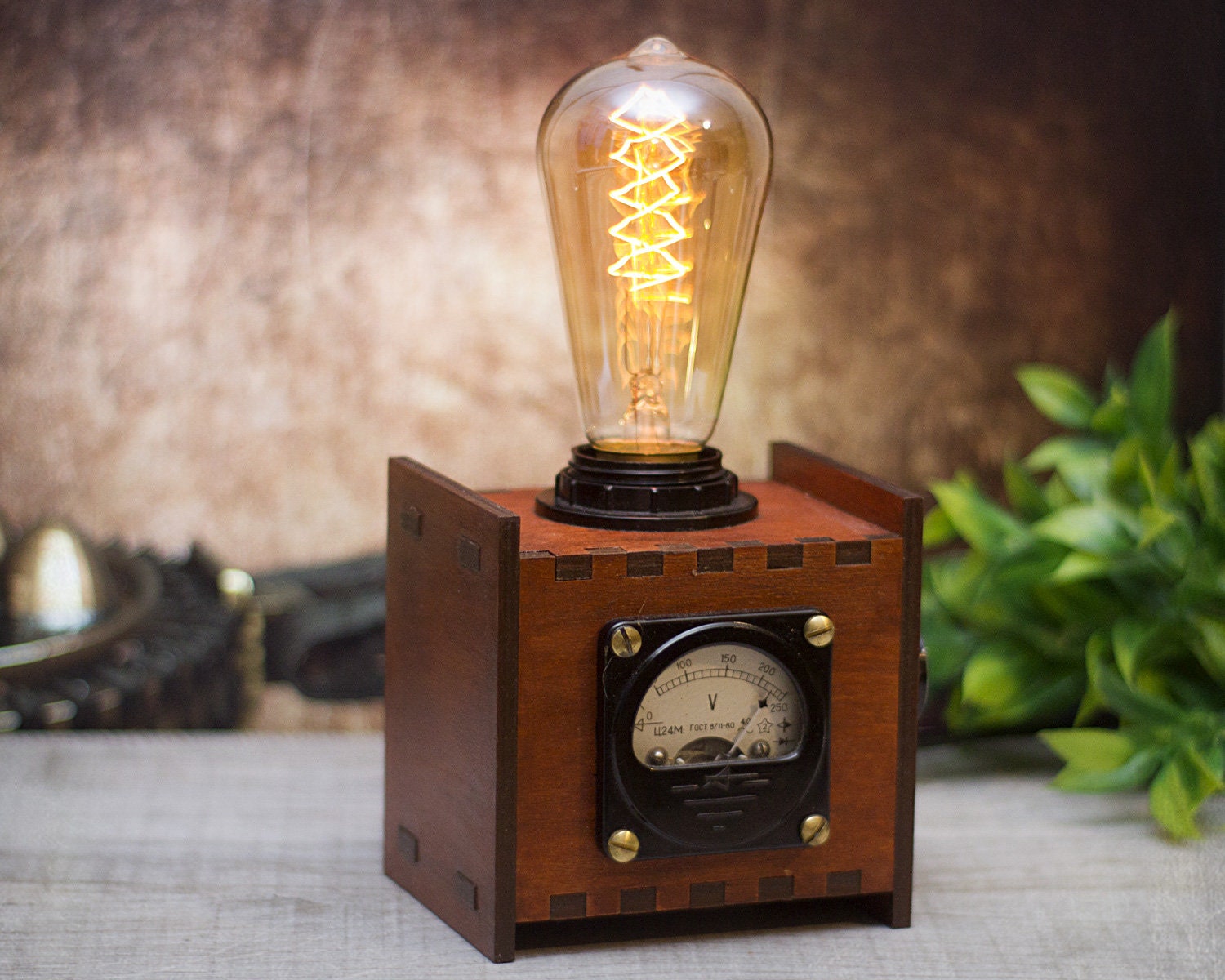 Personalized meter Edison lamp. Voltmeter lamp with Edison Etsy