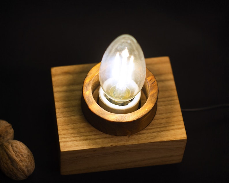 candle style lamp Edison lamp made from natural ash