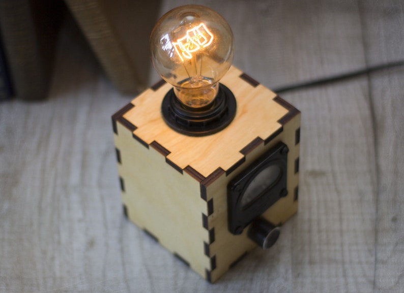 Voltmeter lamp Vintage lamp Edison lamp Wood lamp