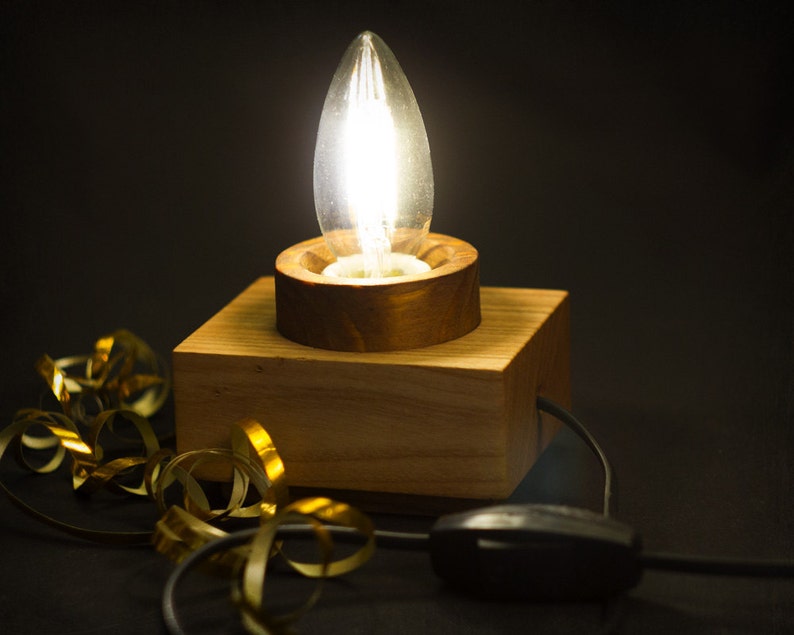 candle style lamp Edison lamp made from natural ash