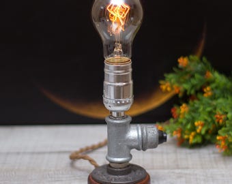 SUNLLOK Lampada Da Tavolo Vintage Steampunk Con Paralume A Gabbia - Luce Notturna A Led Per Scrivania, Comodino, Soggiorno - Ferro Battuto, Attacco E27