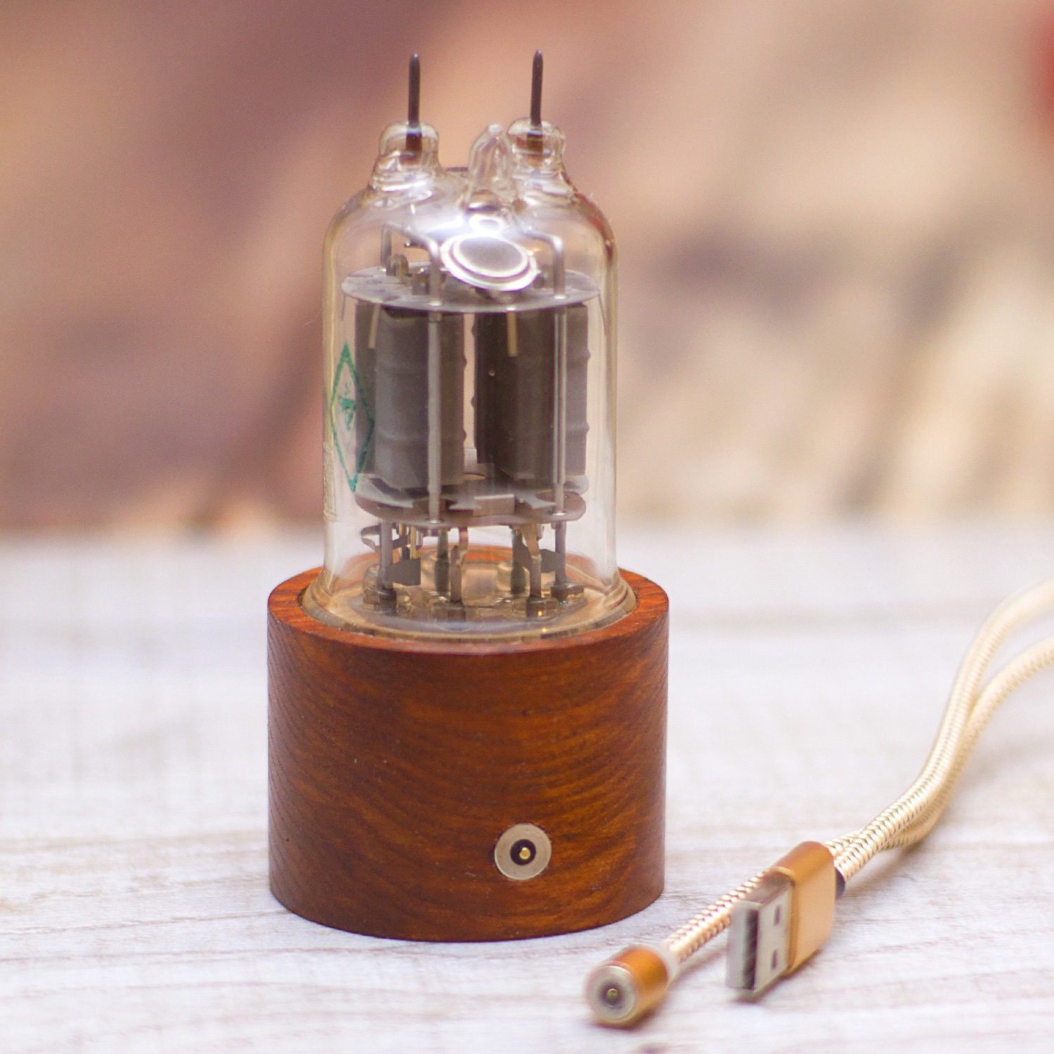 Vacuum Tube Night Light. Ash Solid Tree Orange LED Backlight Etsy