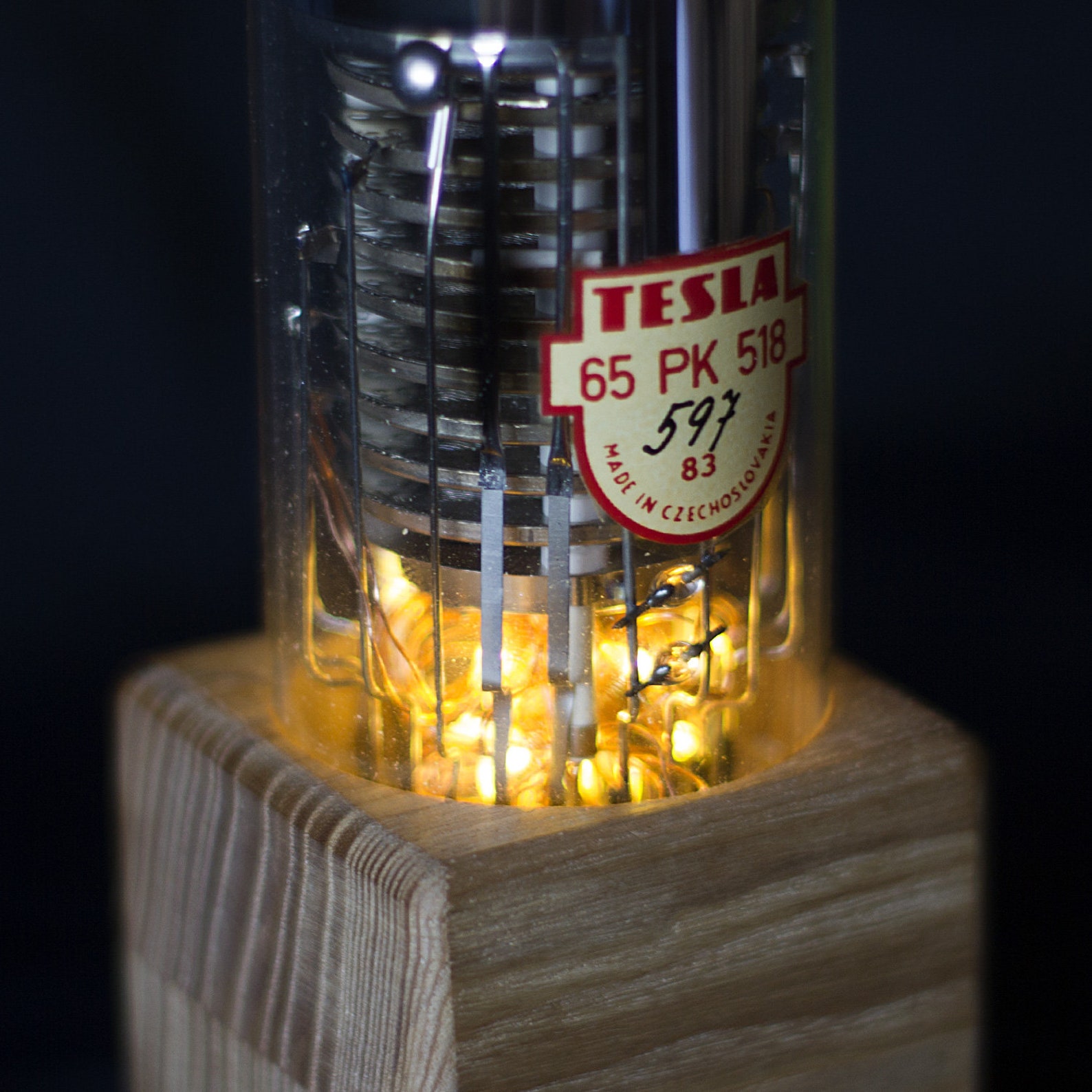 Personalized vacuum tube night light. Eco ash tree LED Etsy